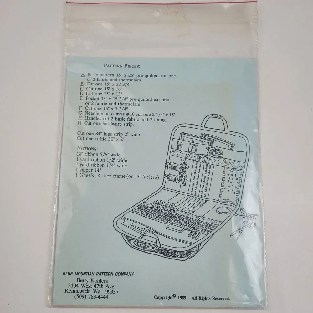 Blue Mountain Pattern Company Quilter’s Tote Pattern Vintage, Uncut